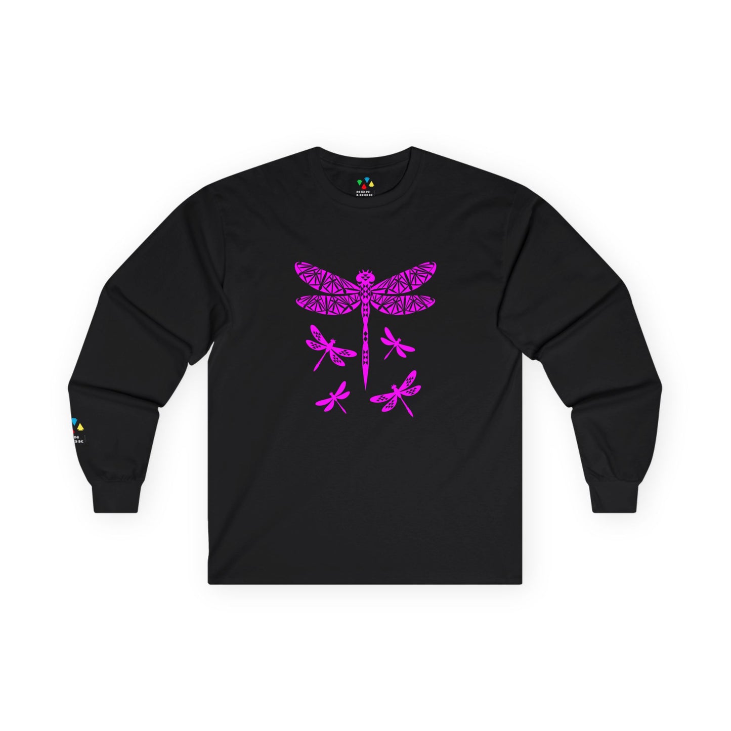 Native Dragonfly in Pink Unisex Long Sleeve Tee