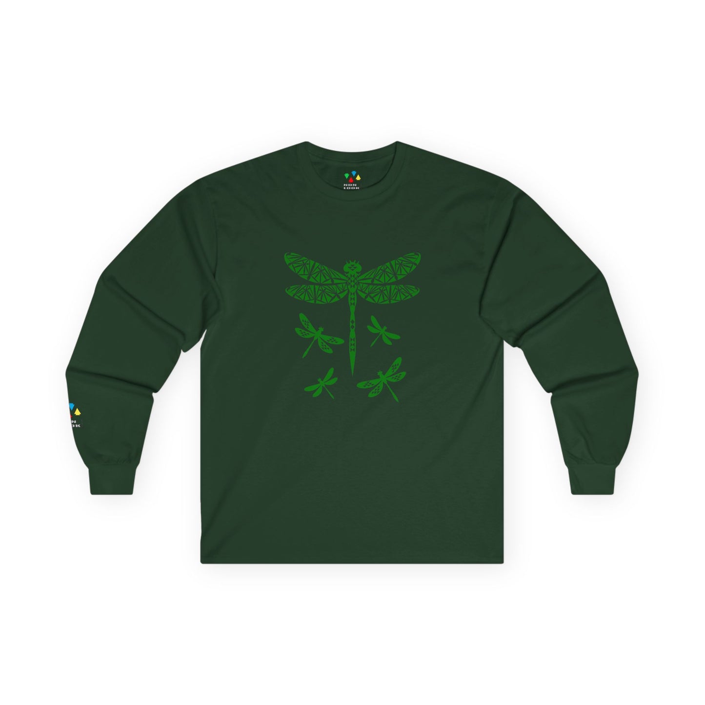 Native Dragonfly in Green Unisex Long Sleeve Tee