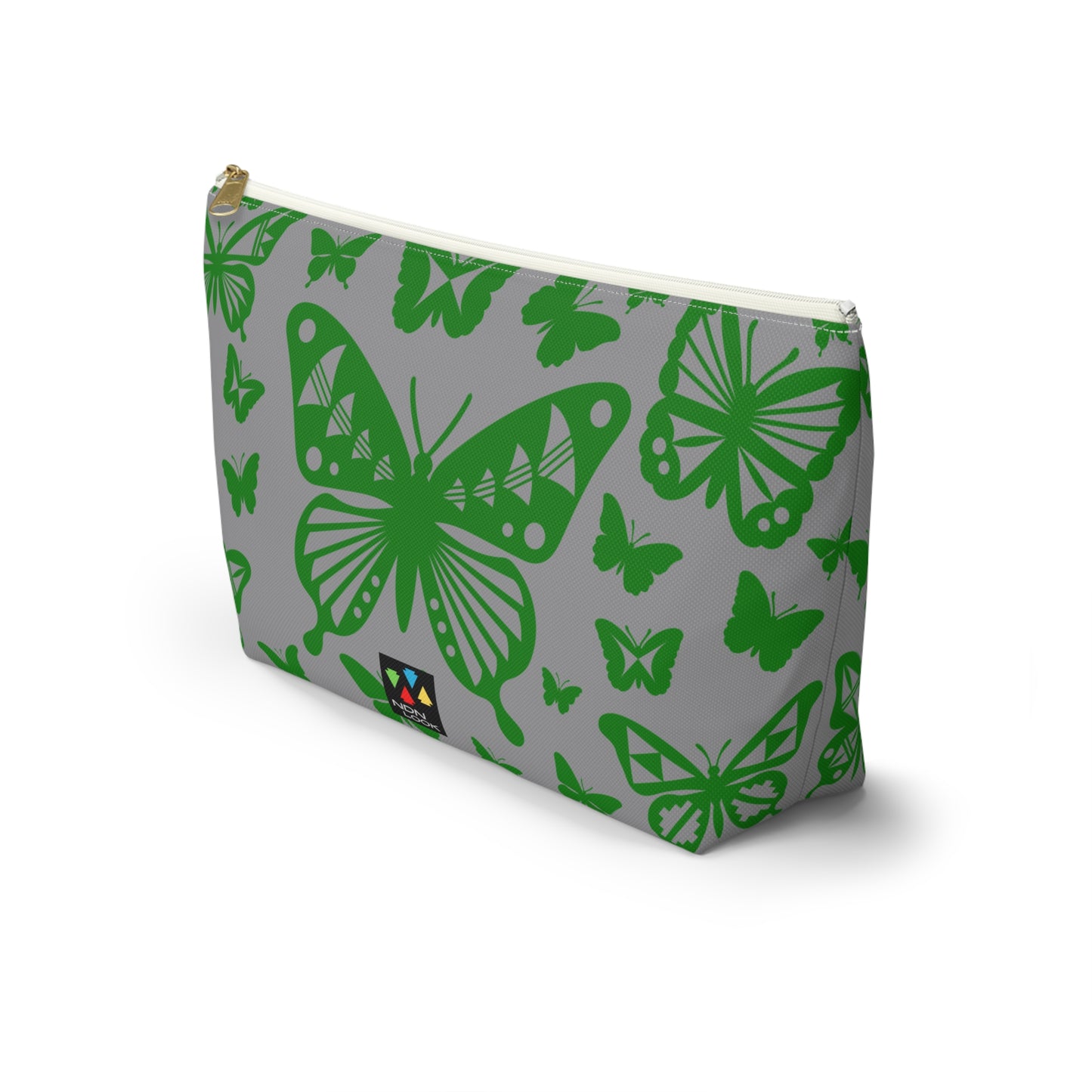 Green Butterflies on Gray Pouch w T-bottom