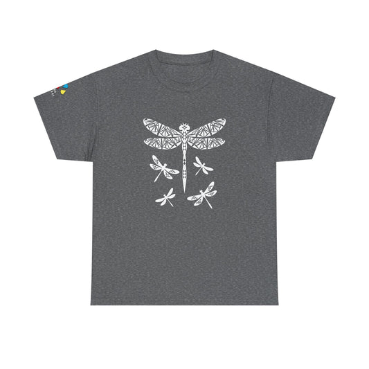 Native Dragonfly in White Gildan Unisex Tee