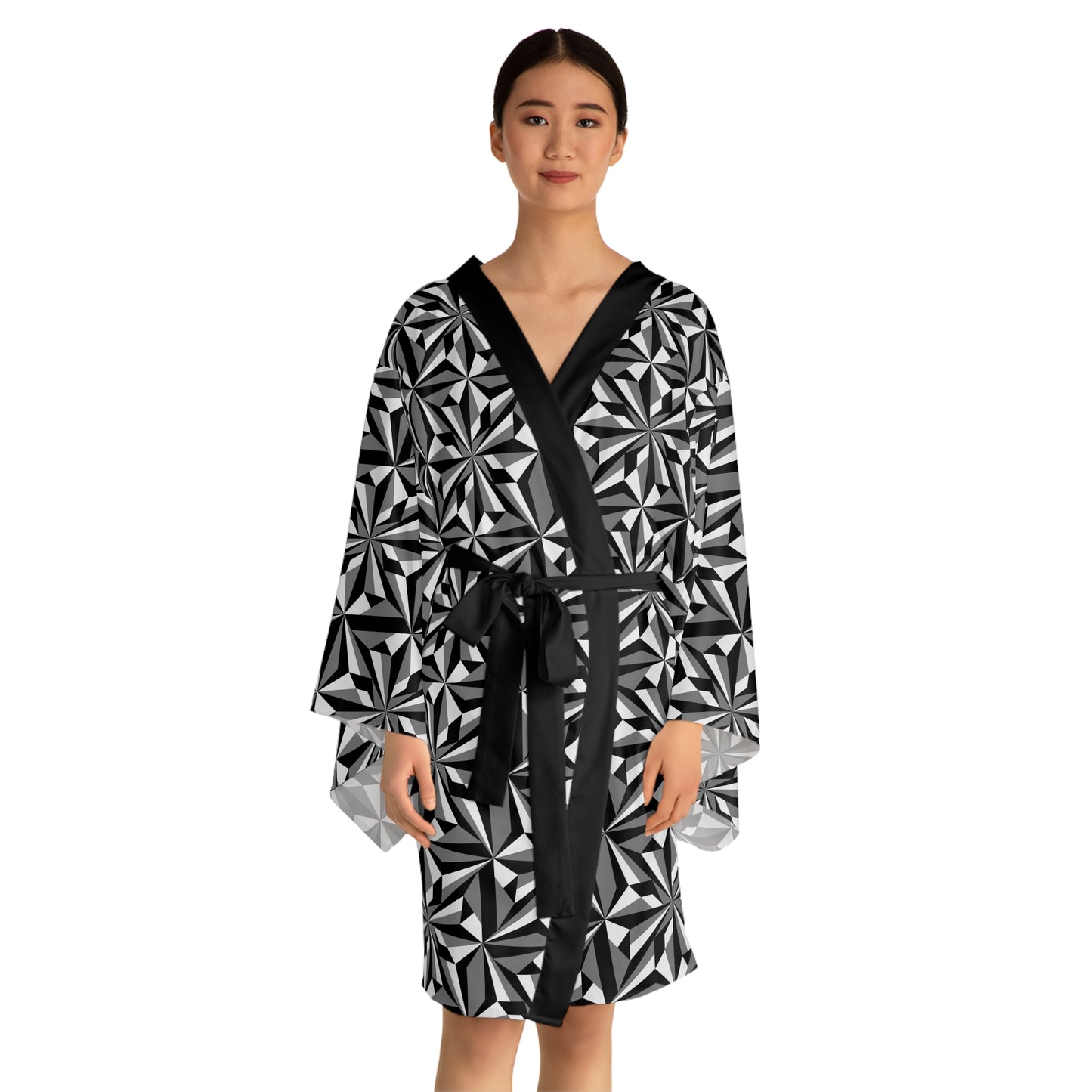 Desert Flowers in Gray Kimono Robe – Where Comfort Meets Native Grace