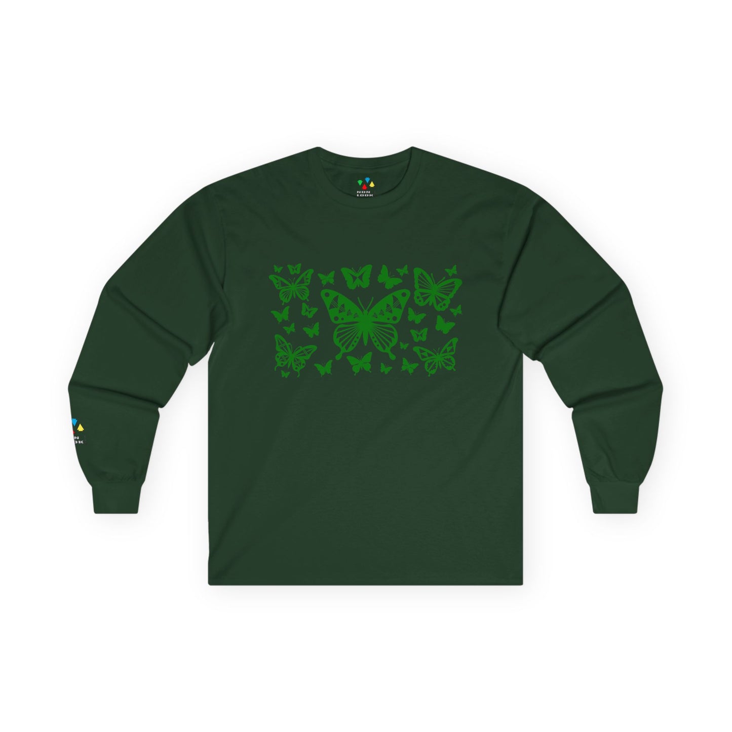Butterfly Dance in Green Unisex Long Sleeve Tee