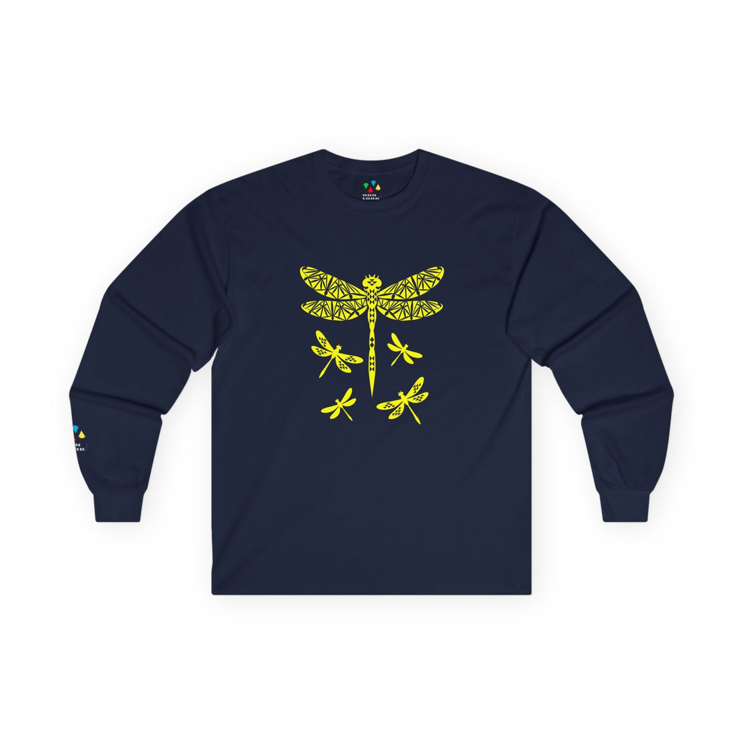Native Dragonfly in Yellow Unisex Long Sleeve Tee