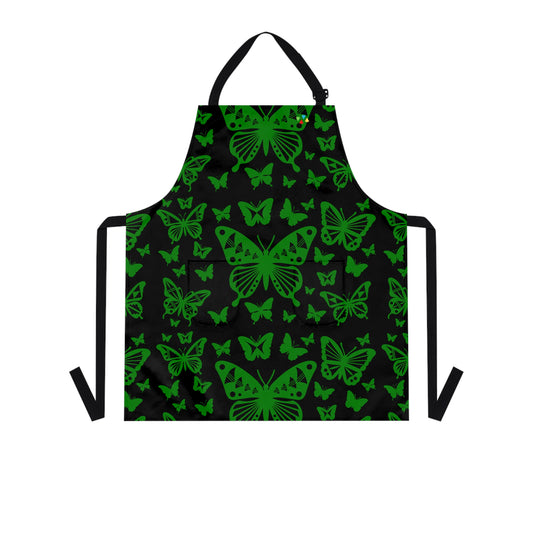 Native Butterflies in Green Two Pocket Apron