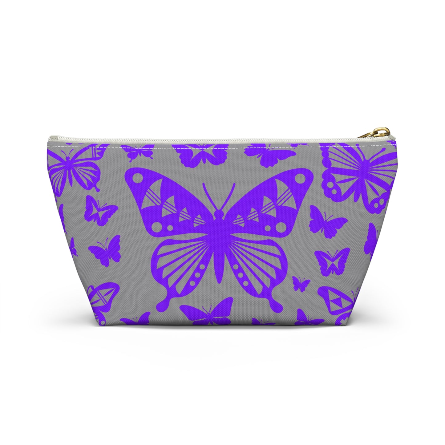 Purple Butterflies on Gray Pouch w T-bottom