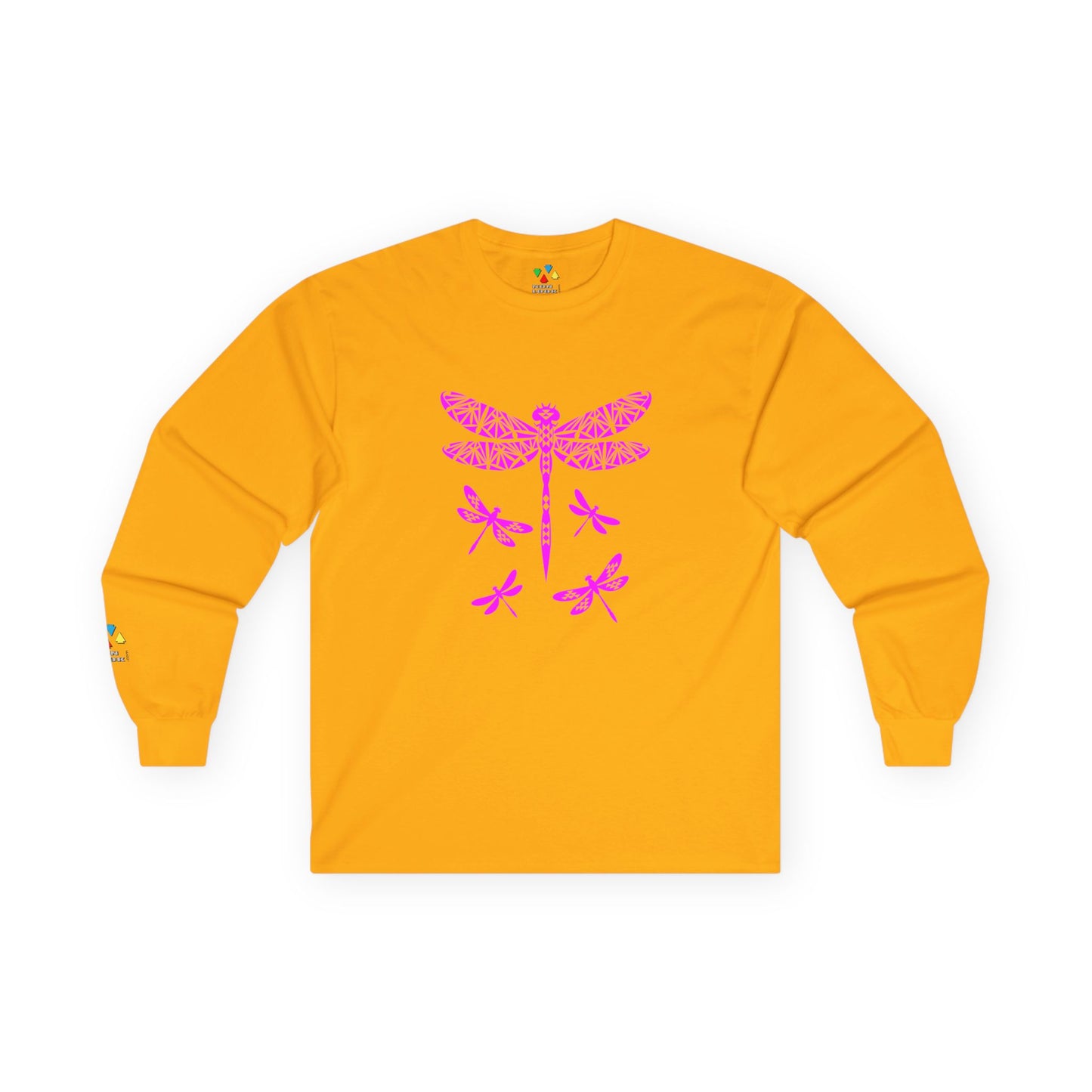 Native Dragonfly in Pink Unisex Long Sleeve Tee