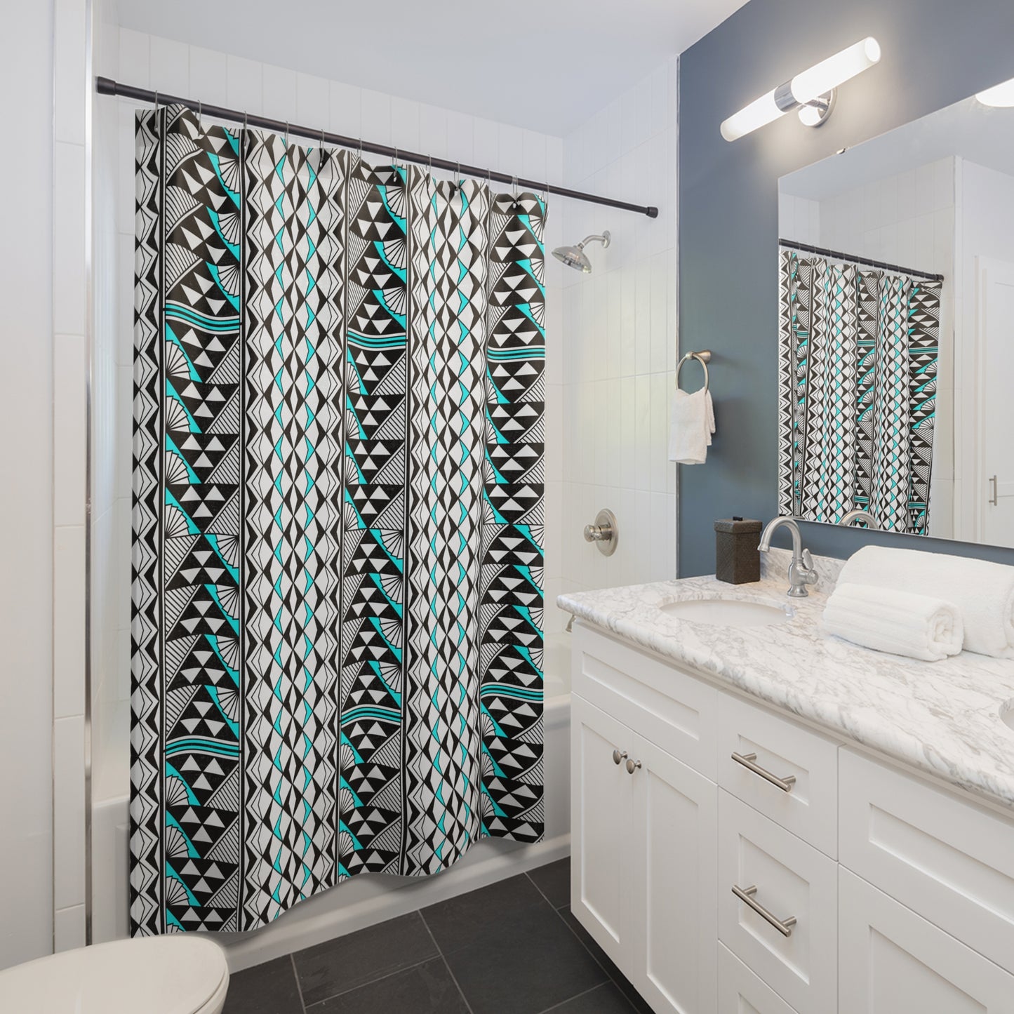 Southwest Rain and Sun in Turquoise Shower Curtains