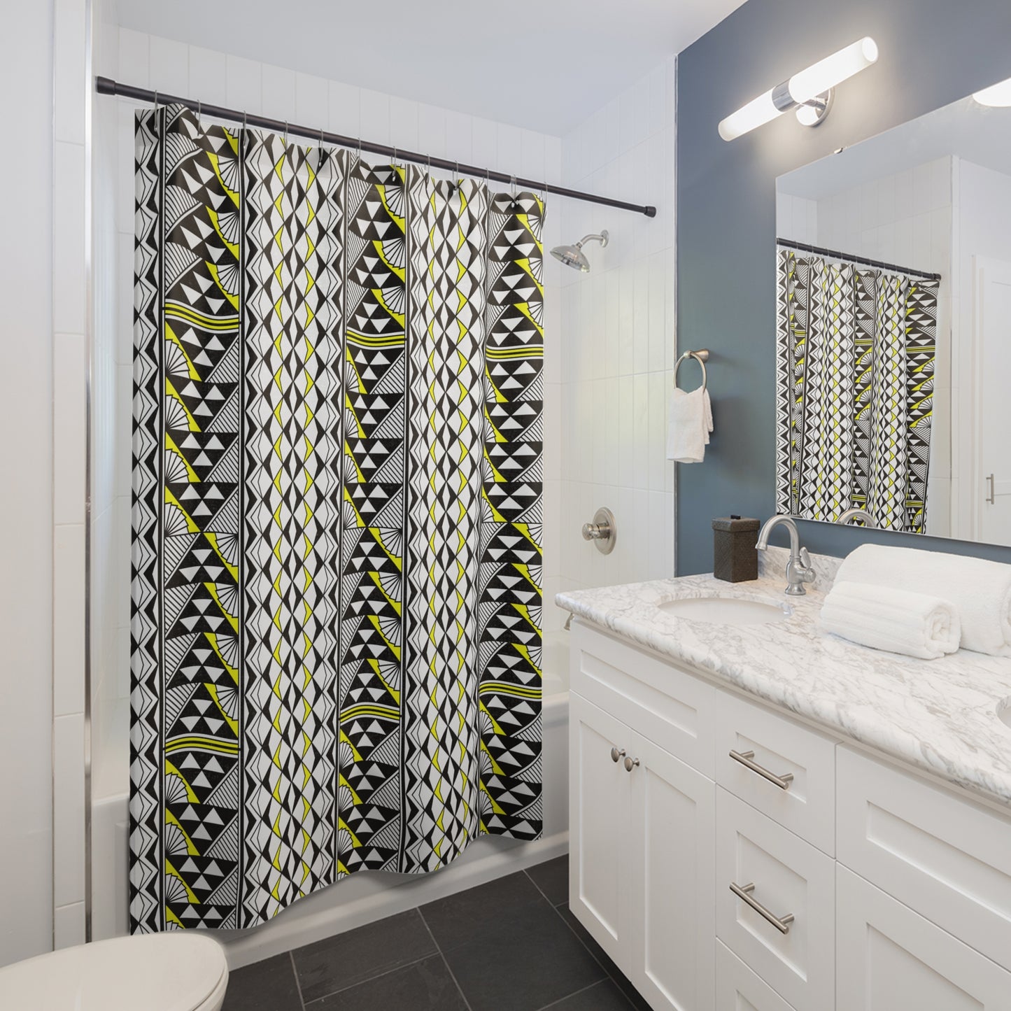 Southwest Rain and Sun in Yellow Shower Curtains
