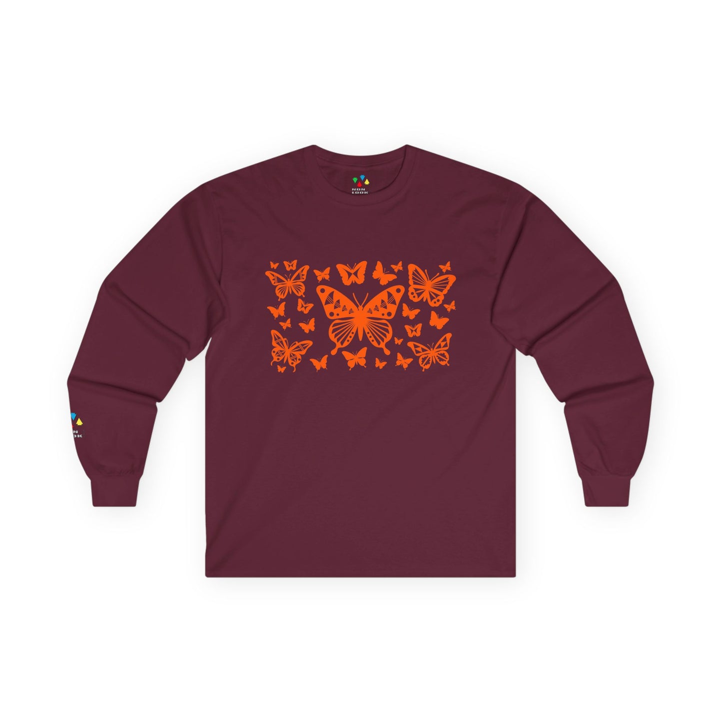 Butterfly Dance in Orange Unisex Long Sleeve Tee