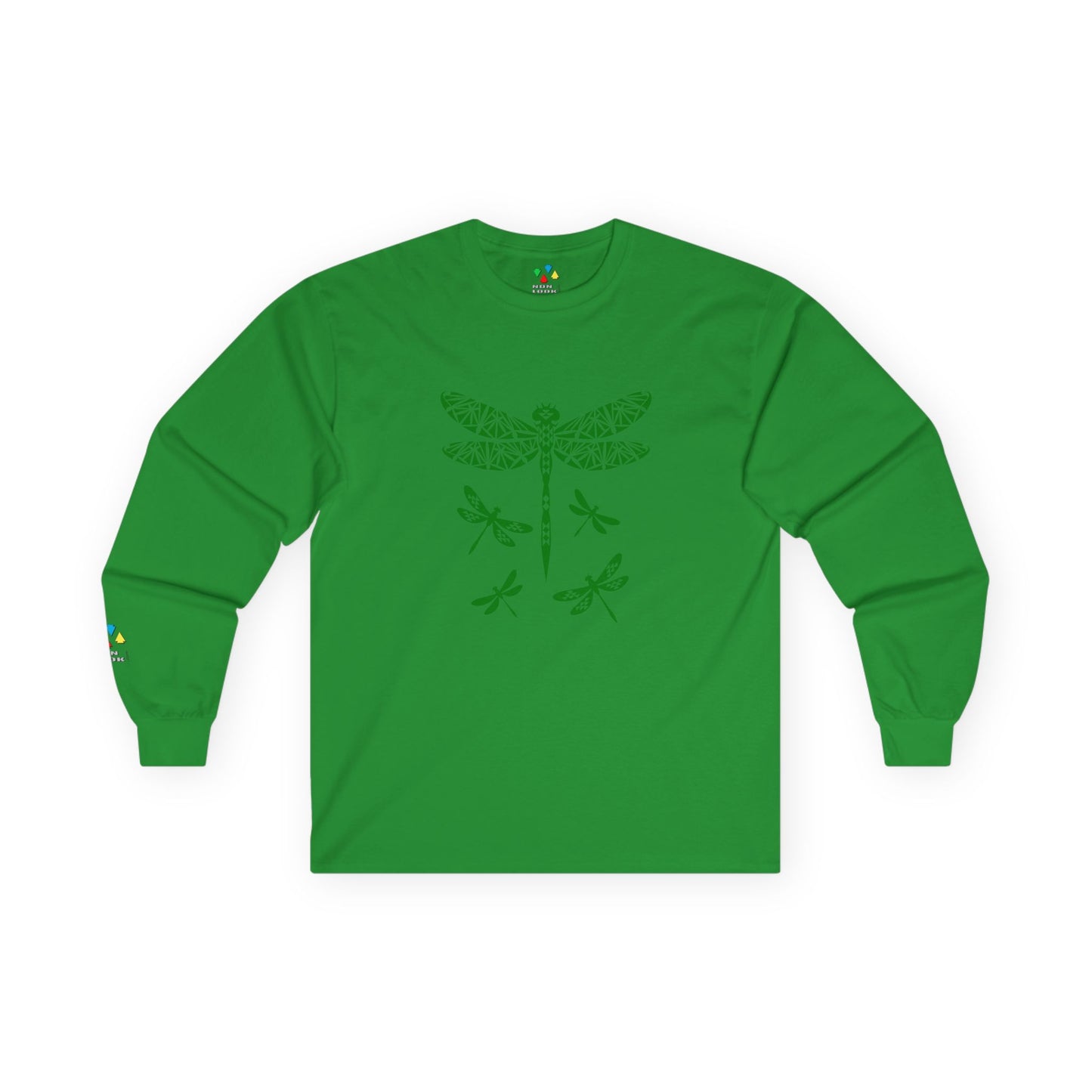 Native Dragonfly in Green Unisex Long Sleeve Tee