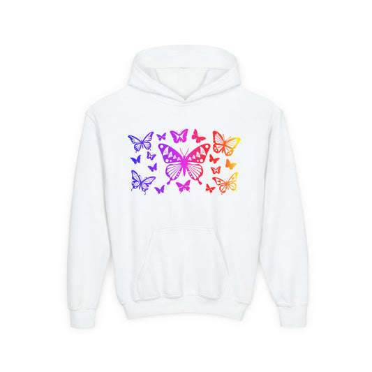 Rainbow Butterflies Youth Heavy Blend Hooded Sweatshirt