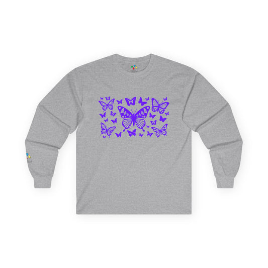 Butterfly Dance in Purple Unisex Long Sleeve Tee