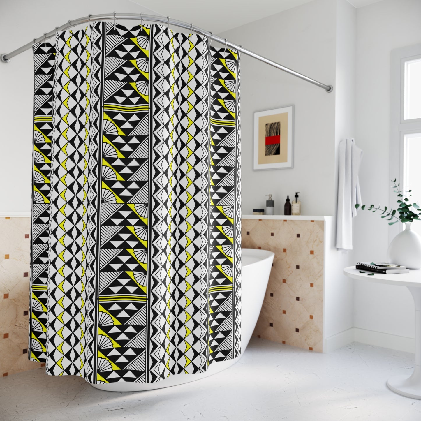 Southwest Rain and Sun in Yellow Shower Curtains