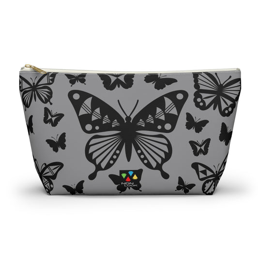 Black Butterflies on Gray Pouch w T-bottom