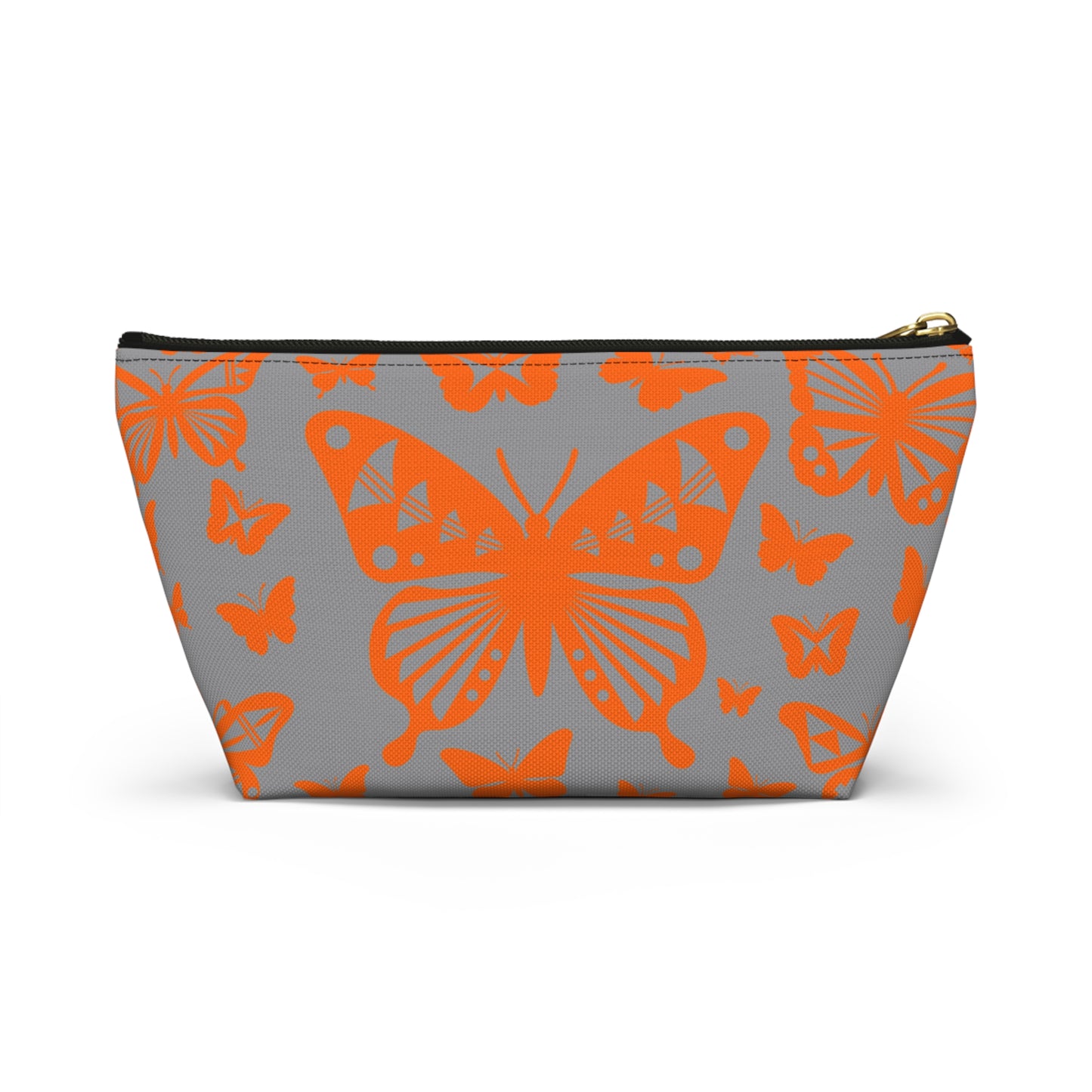 Orange Butterflies on Gray Pouch w T-bottom