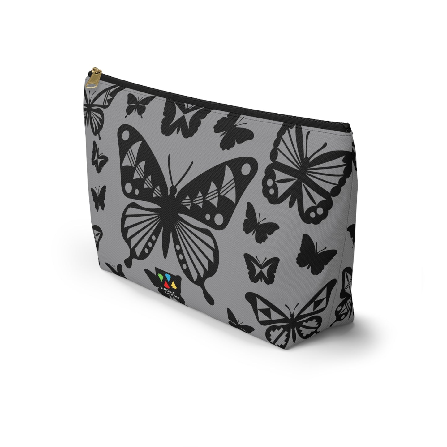 Black Butterflies on Gray Pouch w T-bottom