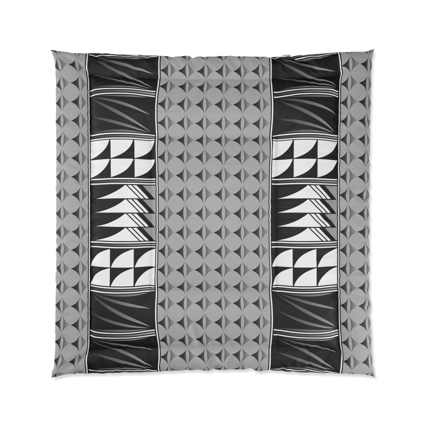 Southwest Feather Blessing on Light Gray Comforter