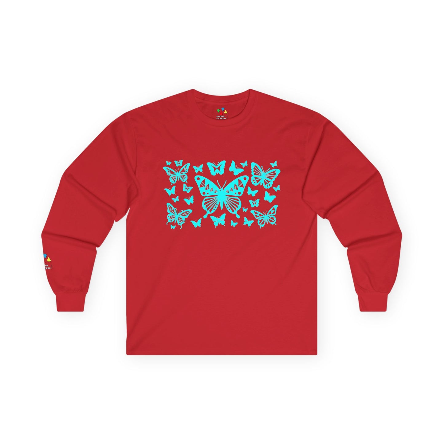 Butterfly Dance in Turquoise Unisex Long Sleeve Tee