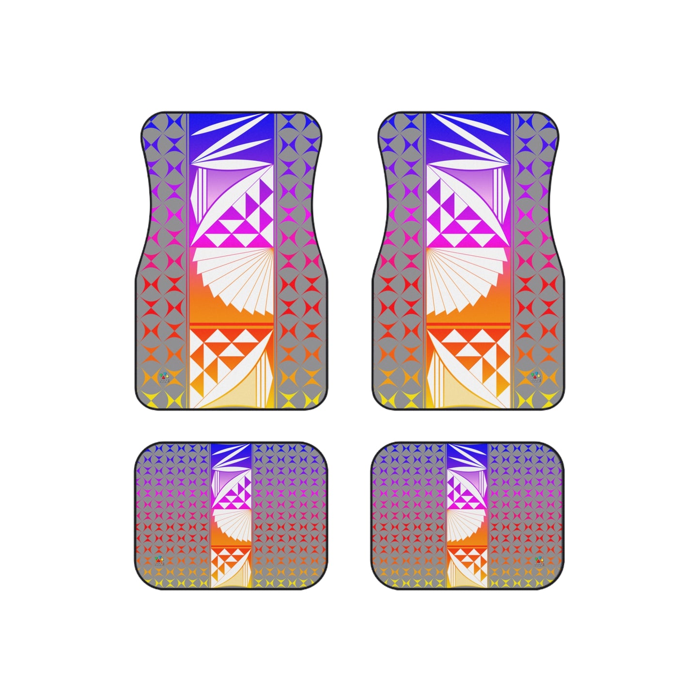 Rainbow Sunrise on Gray Car Mats (Set of 4)