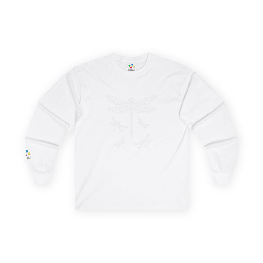 Native Dragonfly in White Unisex Long Sleeve Tee