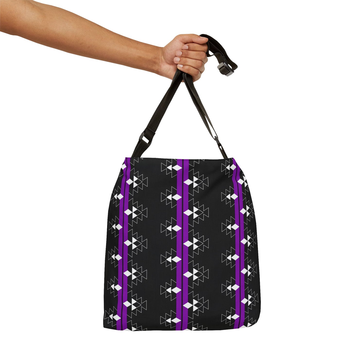Purple/Black Native Woven Stories Adjustable Tote Bag