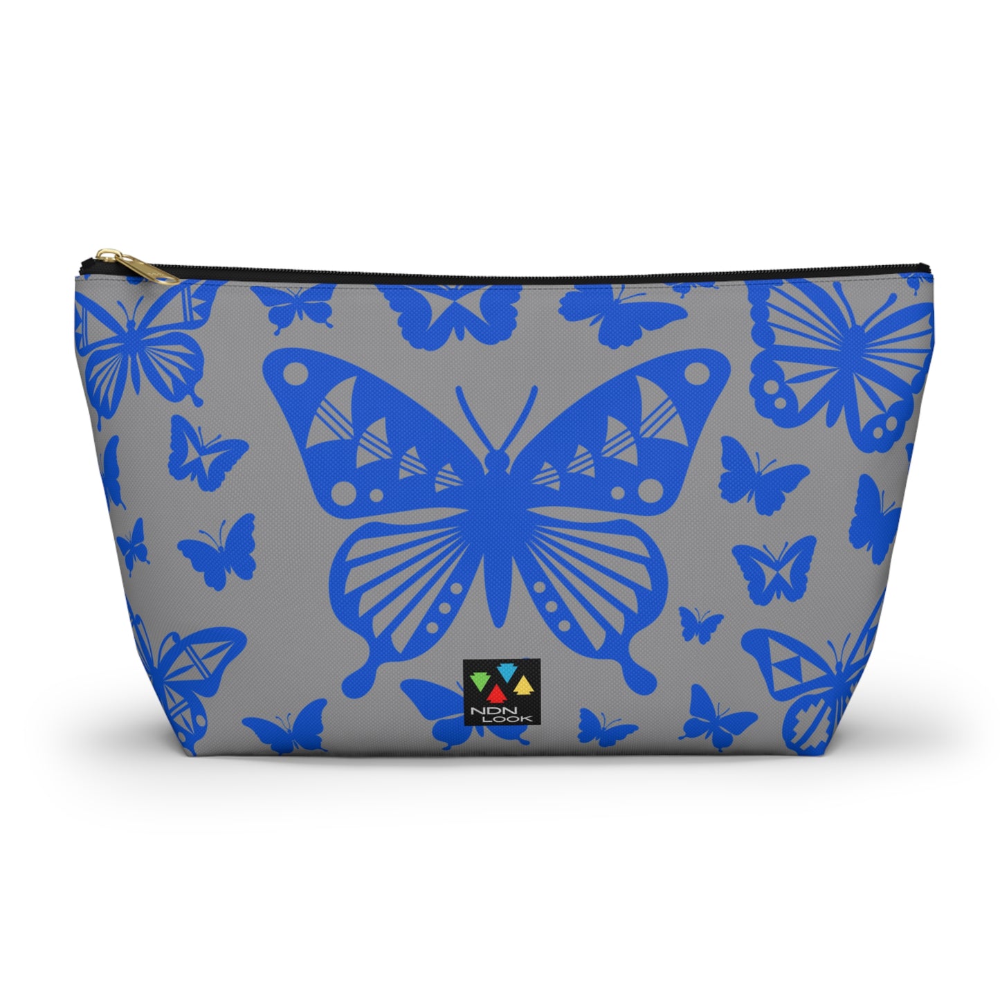 Blue Butterflies on Gray Pouch w T-bottom