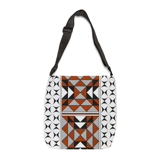 Brown Native Sacred Mountains Adjustable Tote Bag