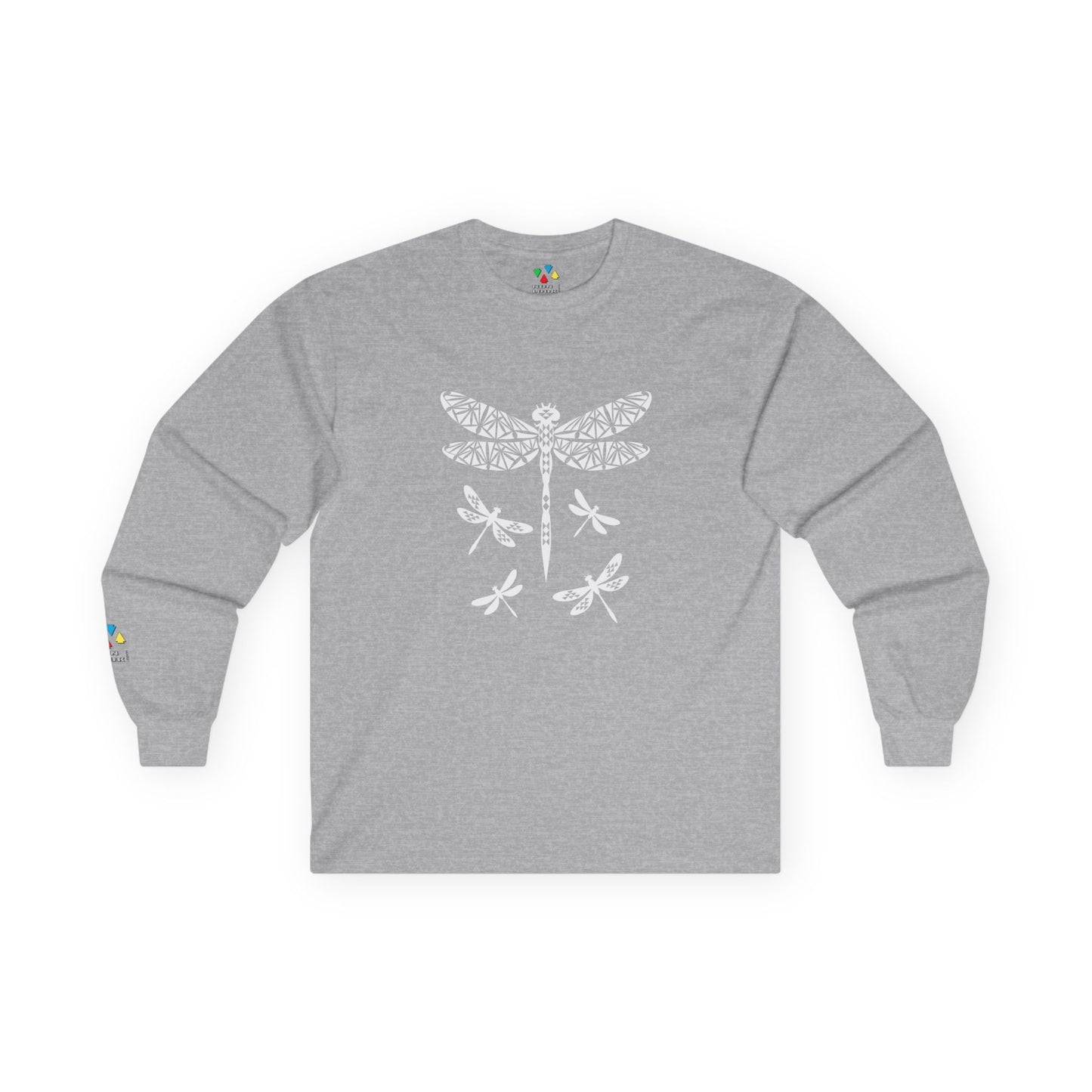 Native Dragonfly in White Unisex Long Sleeve Tee
