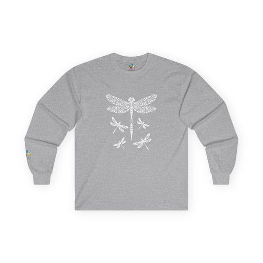 Native Dragonfly in White Unisex Long Sleeve Tee