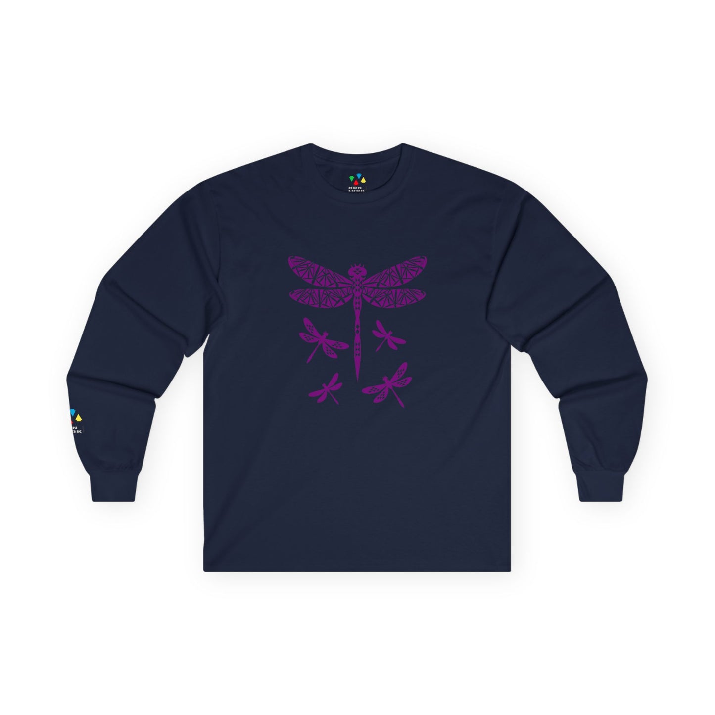 Native Dragonfly in Purple Unisex Long Sleeve Tee