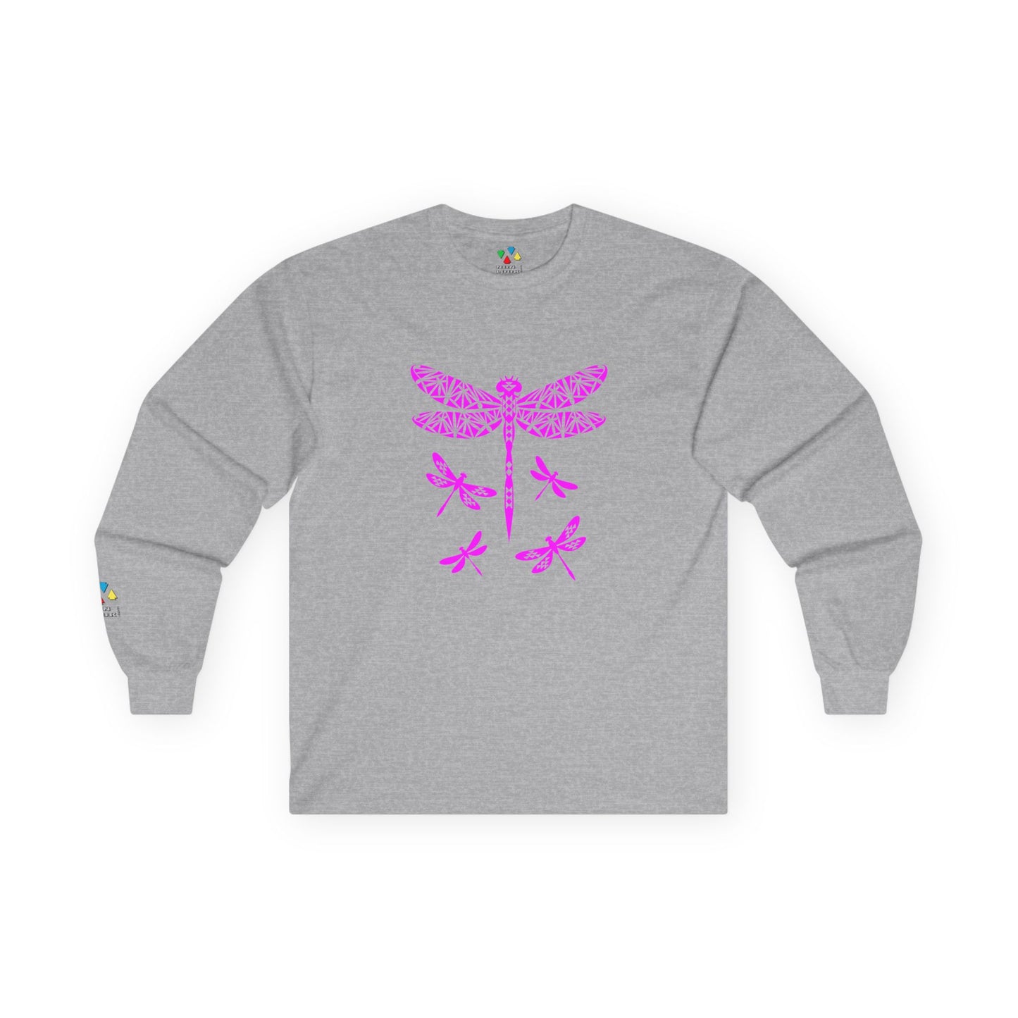 Native Dragonfly in Pink Unisex Long Sleeve Tee