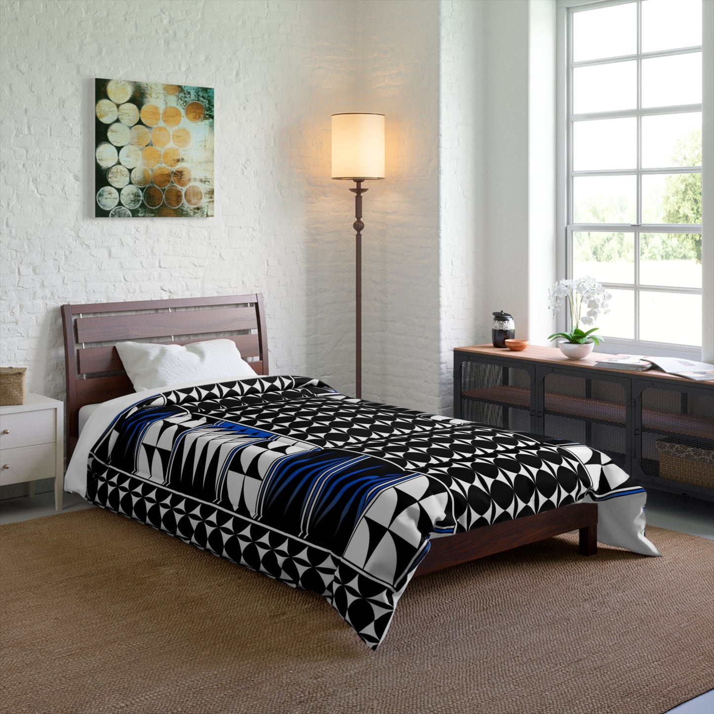 Southwest Feather Blessing in Blue Comforter