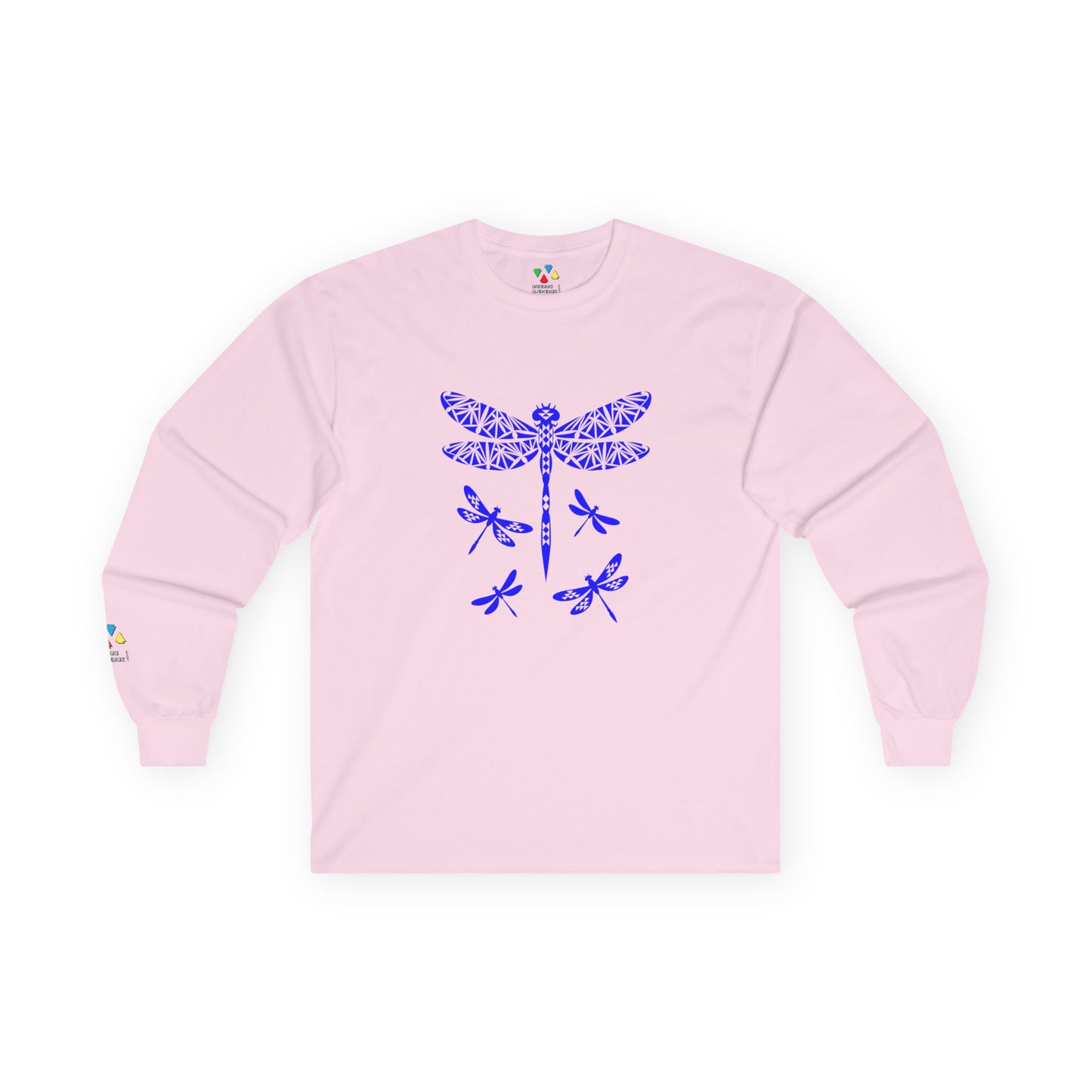 Native Dragonfly in Blue Unisex Long Sleeve Tee