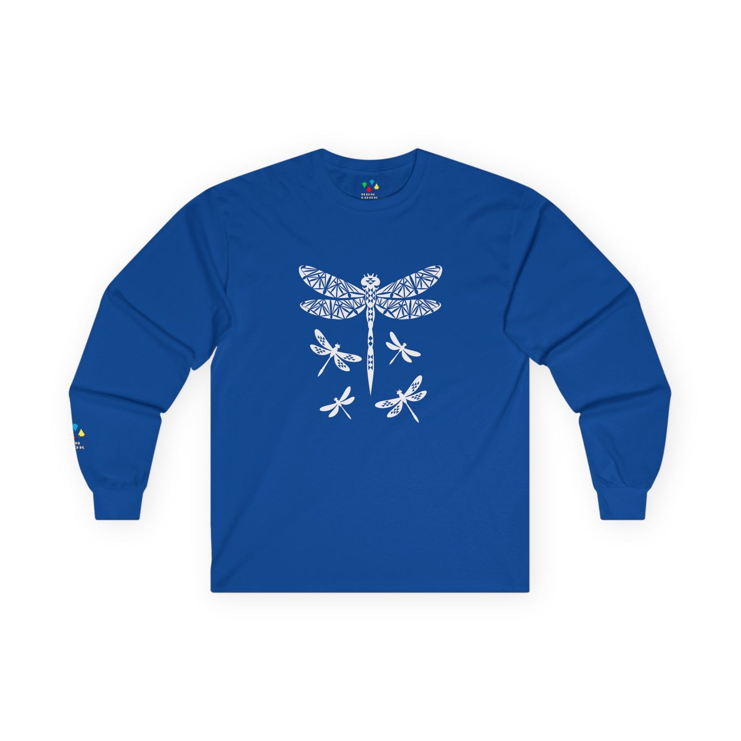 Native Dragonfly in White Unisex Long Sleeve Tee
