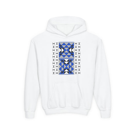 Sacred Mountains in Blue Youth Heavy Blend Hooded Sweatshirt