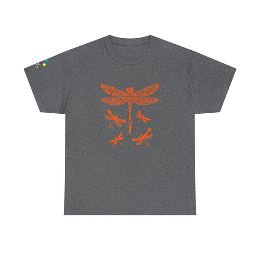 Native Dragonfly in Orange Gildan Unisex Tee