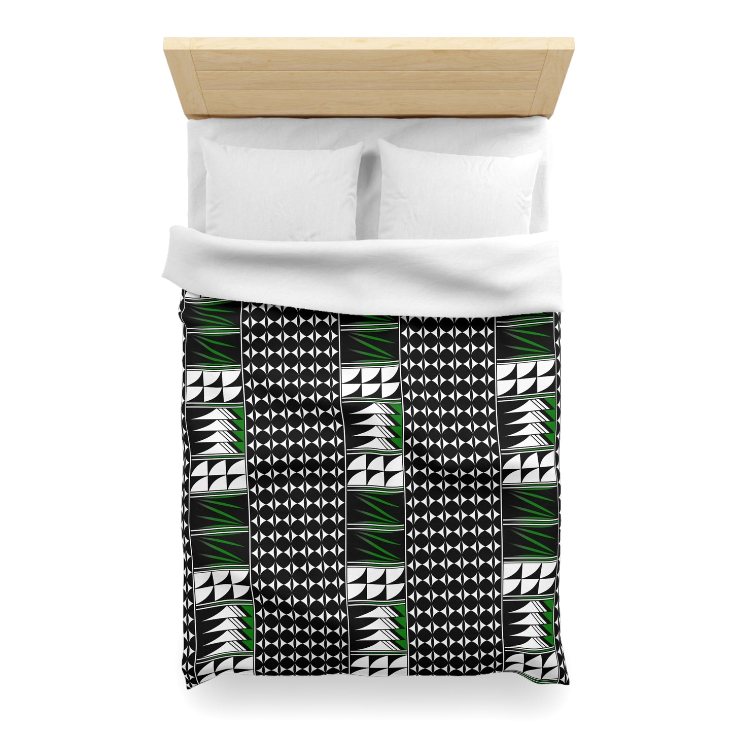Blessed Feathers in Green Microfiber Duvet Cover