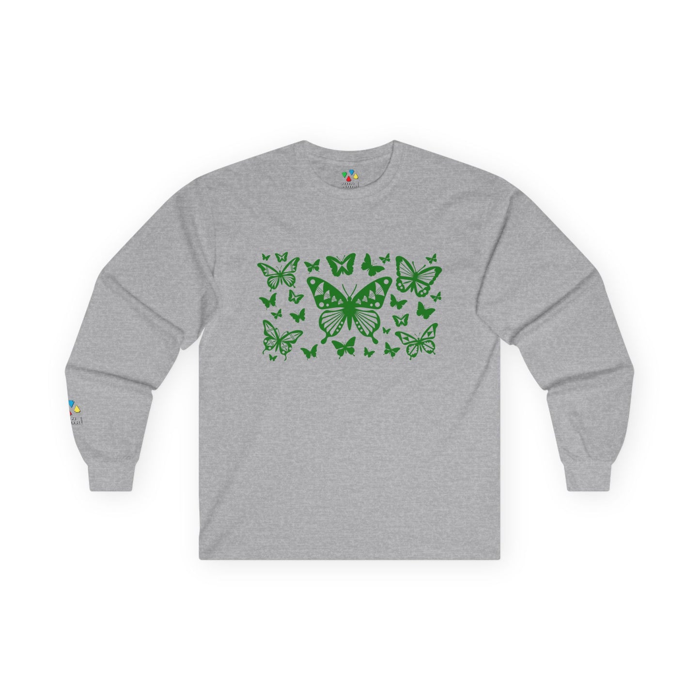 Butterfly Dance in Green Unisex Long Sleeve Tee