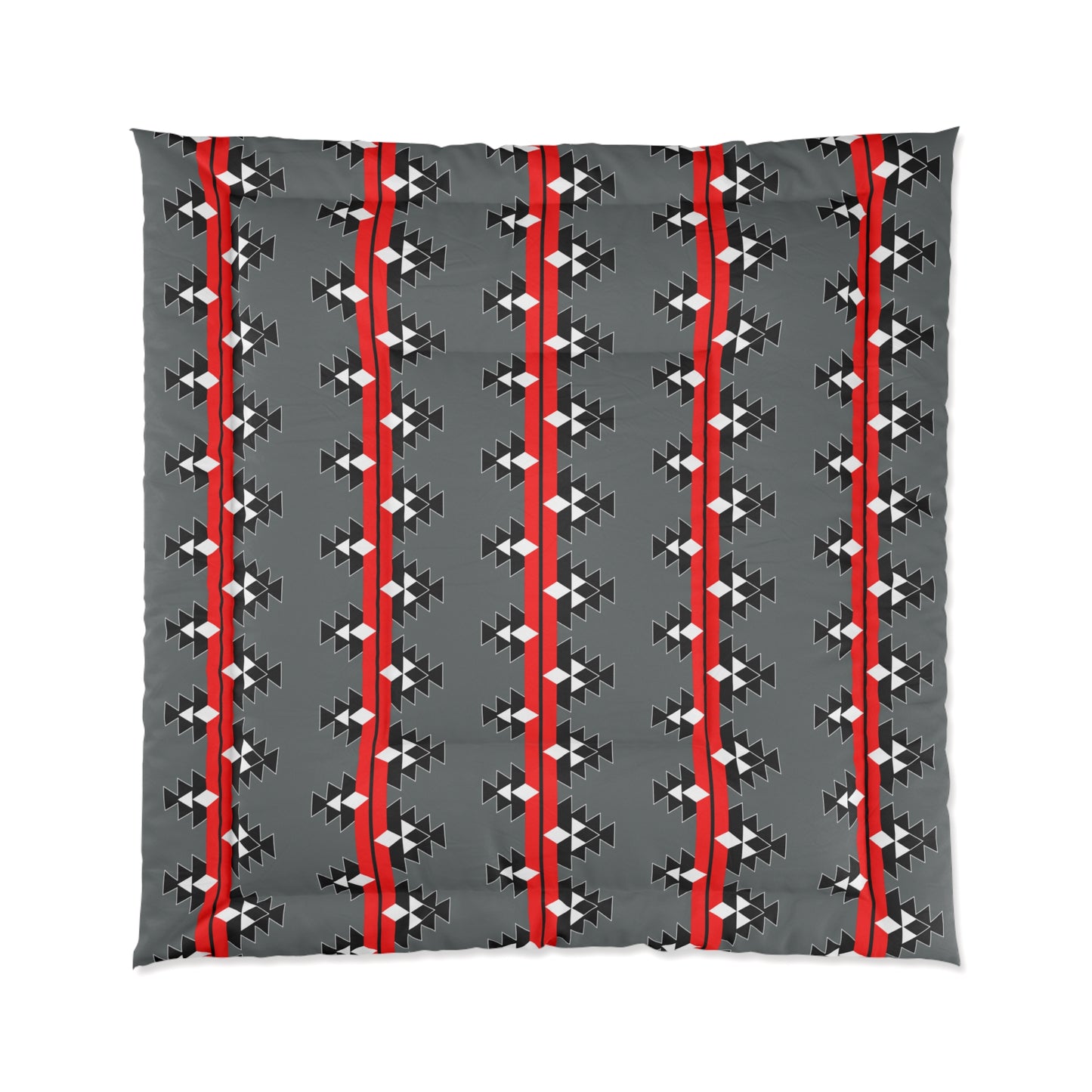 Native Woven Stories on Gray Comforter