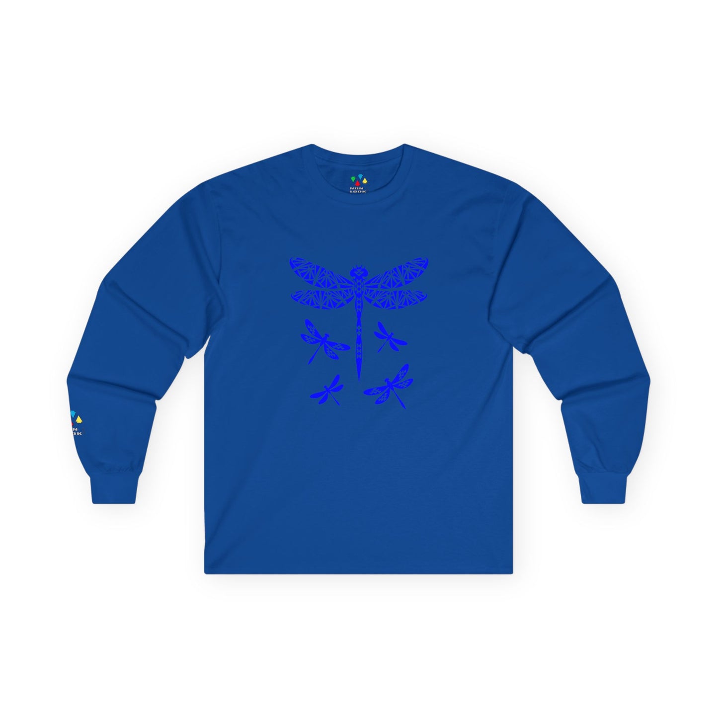Native Dragonfly in Blue Unisex Long Sleeve Tee