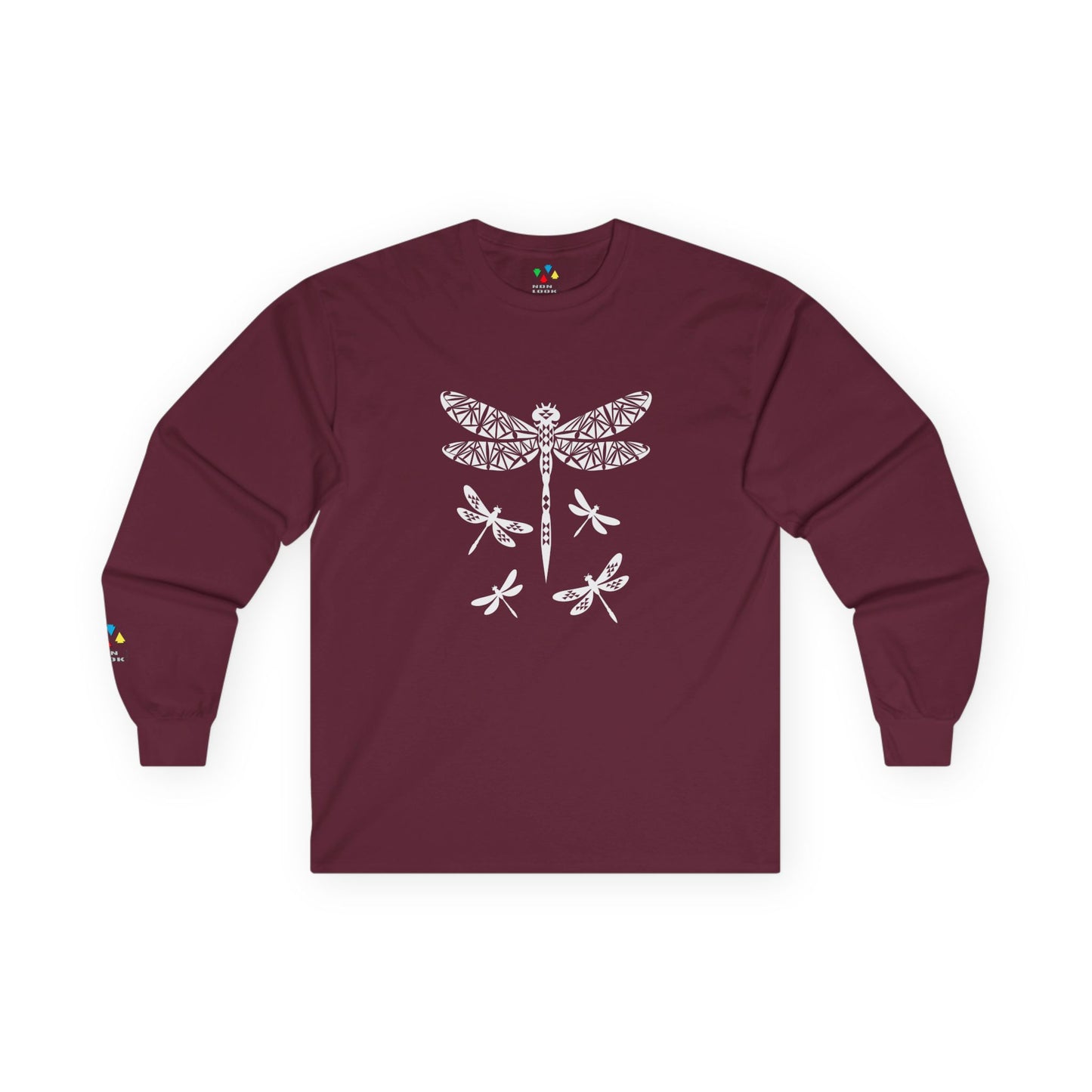 Native Dragonfly in White Unisex Long Sleeve Tee