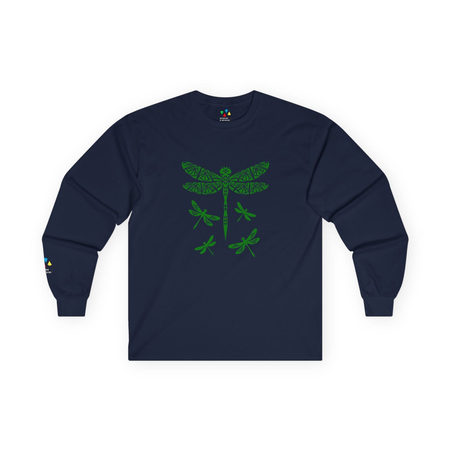 Native Dragonfly in Green Unisex Long Sleeve Tee