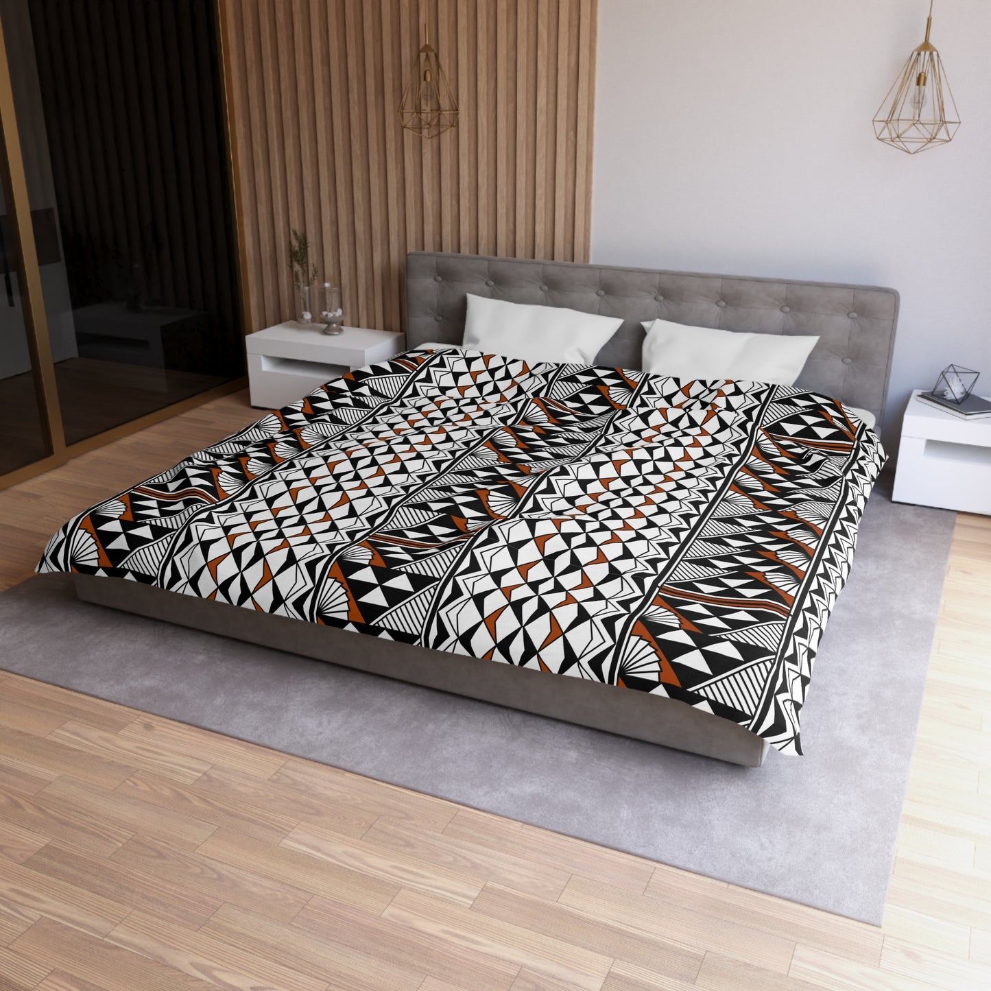 Sun and Rain in Rust Microfiber Duvet Cover