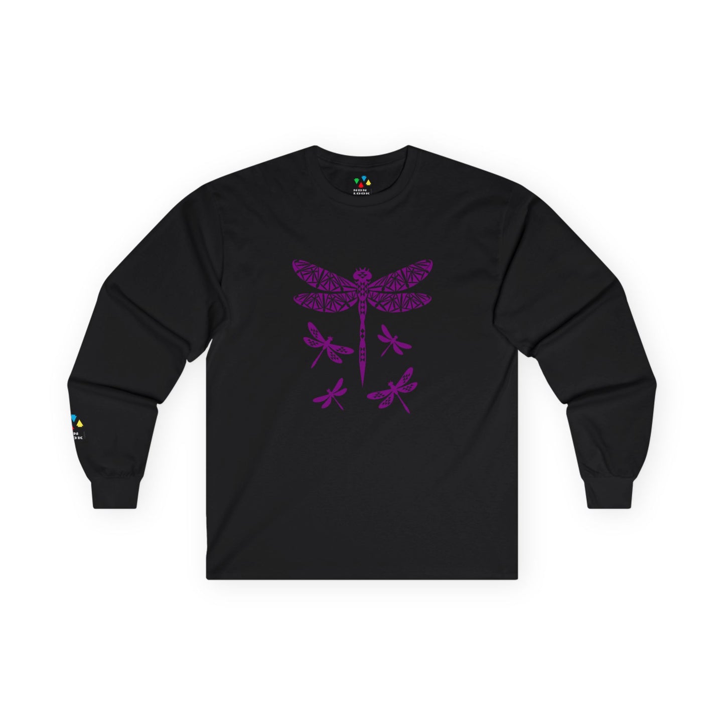 Native Dragonfly in Purple Unisex Long Sleeve Tee