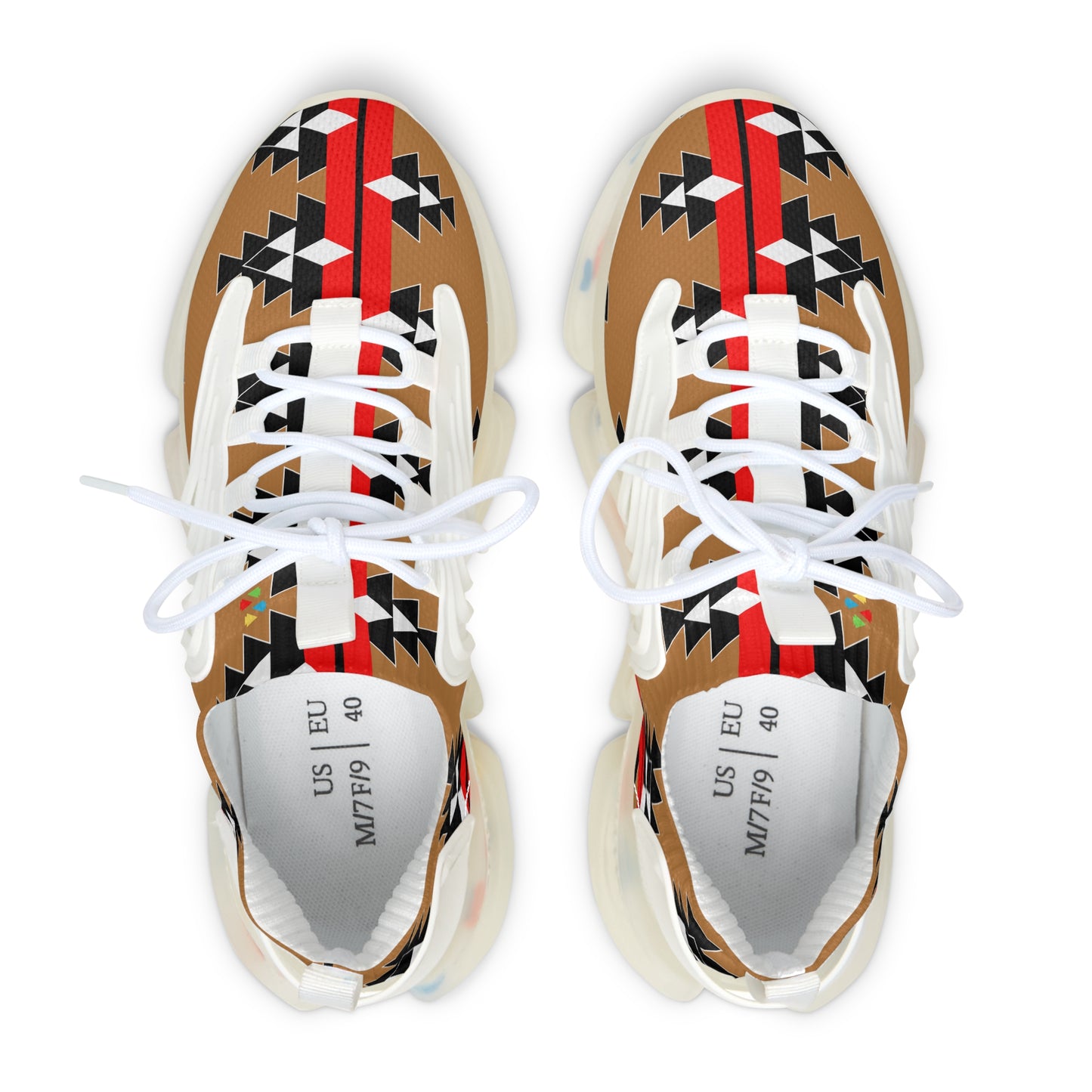 Native Woven Stories on Tan Women's Mesh Sneakers