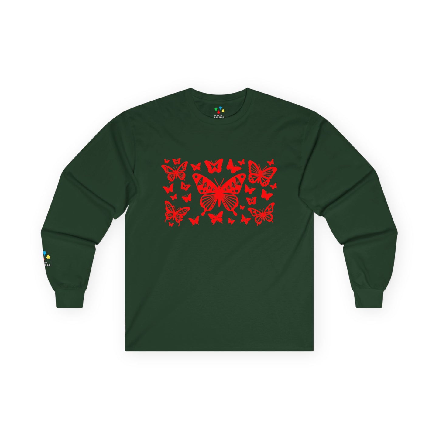 Butterfly Dance in Red Unisex Long Sleeve Tee