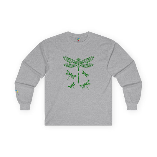 Native Dragonfly in Green Unisex Long Sleeve Tee