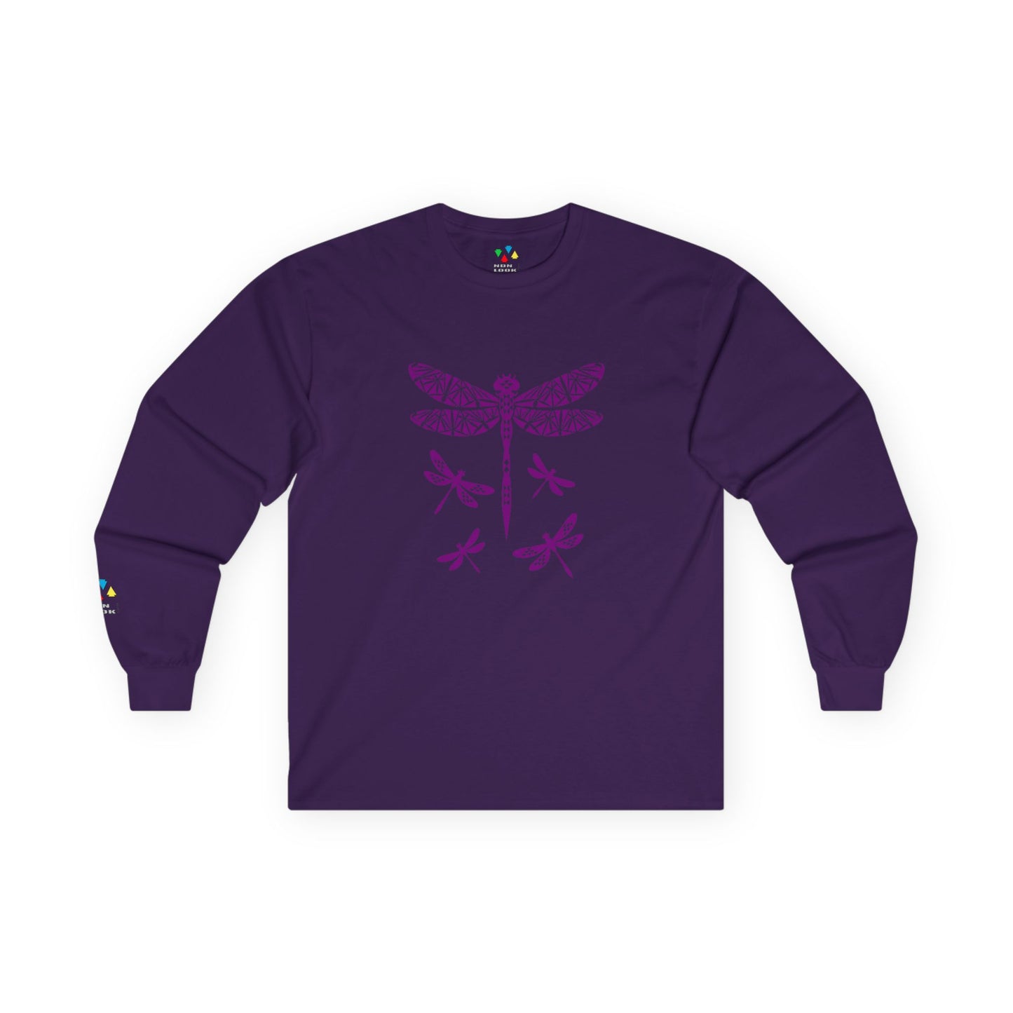 Native Dragonfly in Purple Unisex Long Sleeve Tee