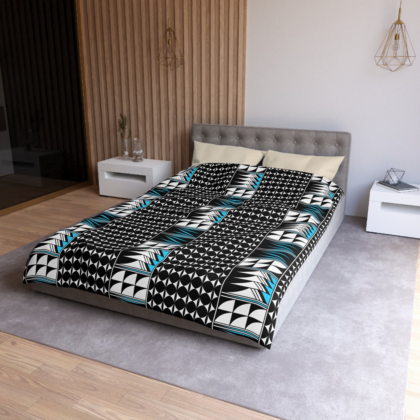 Blessed Feathers in Turquoise Microfiber Duvet Cover