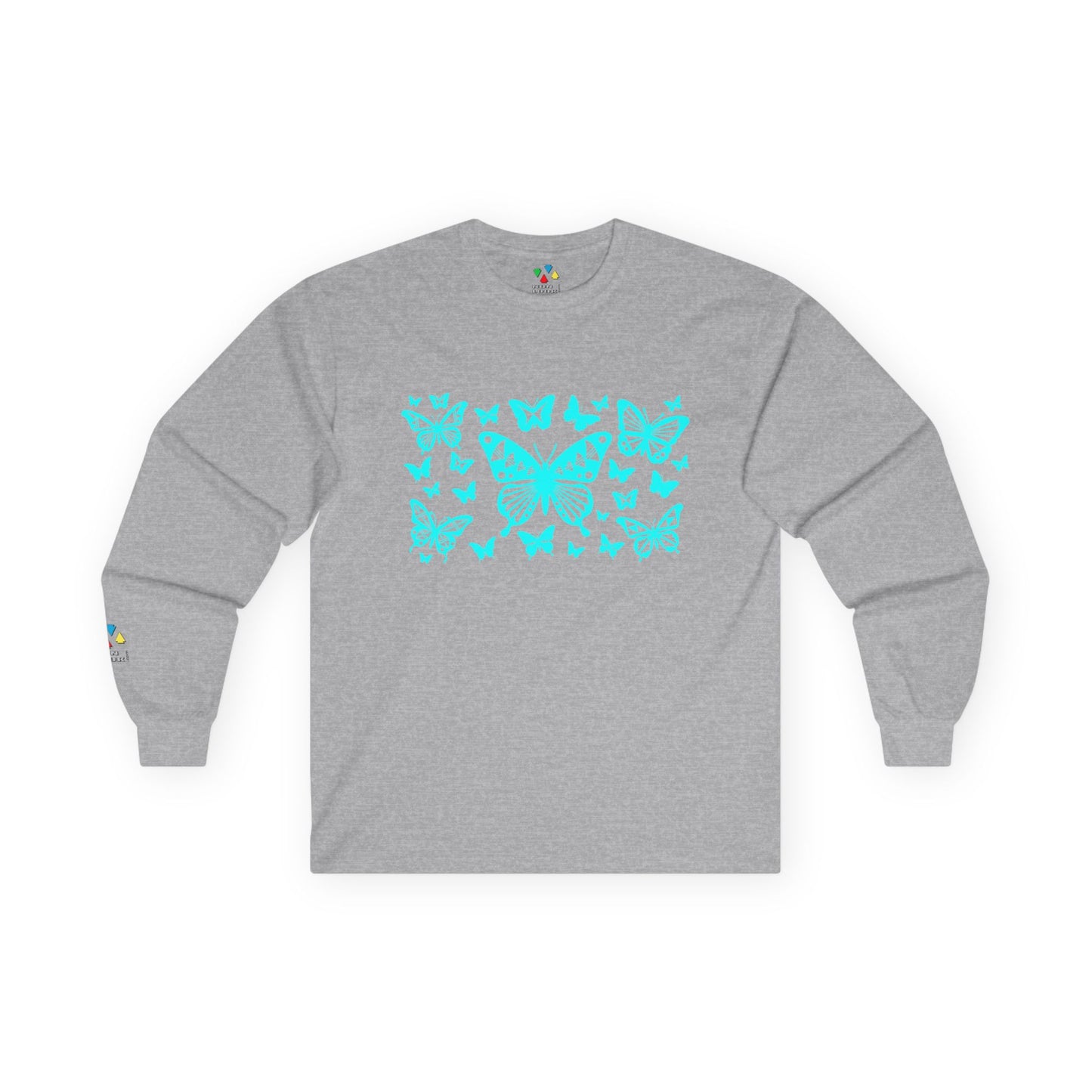 Butterfly Dance in Turquoise Unisex Long Sleeve Tee